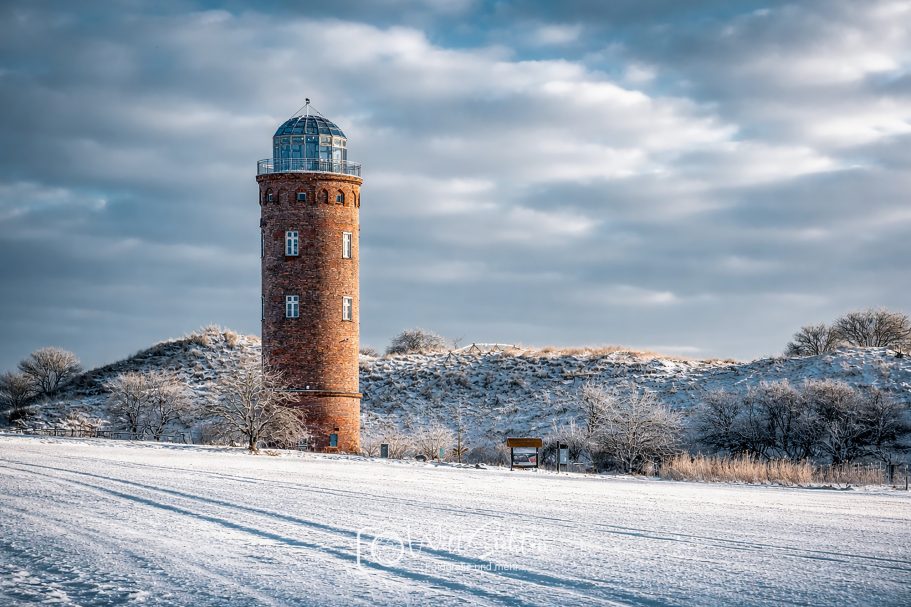 Pegelturm am Kap Arkona im verschneiten Winter